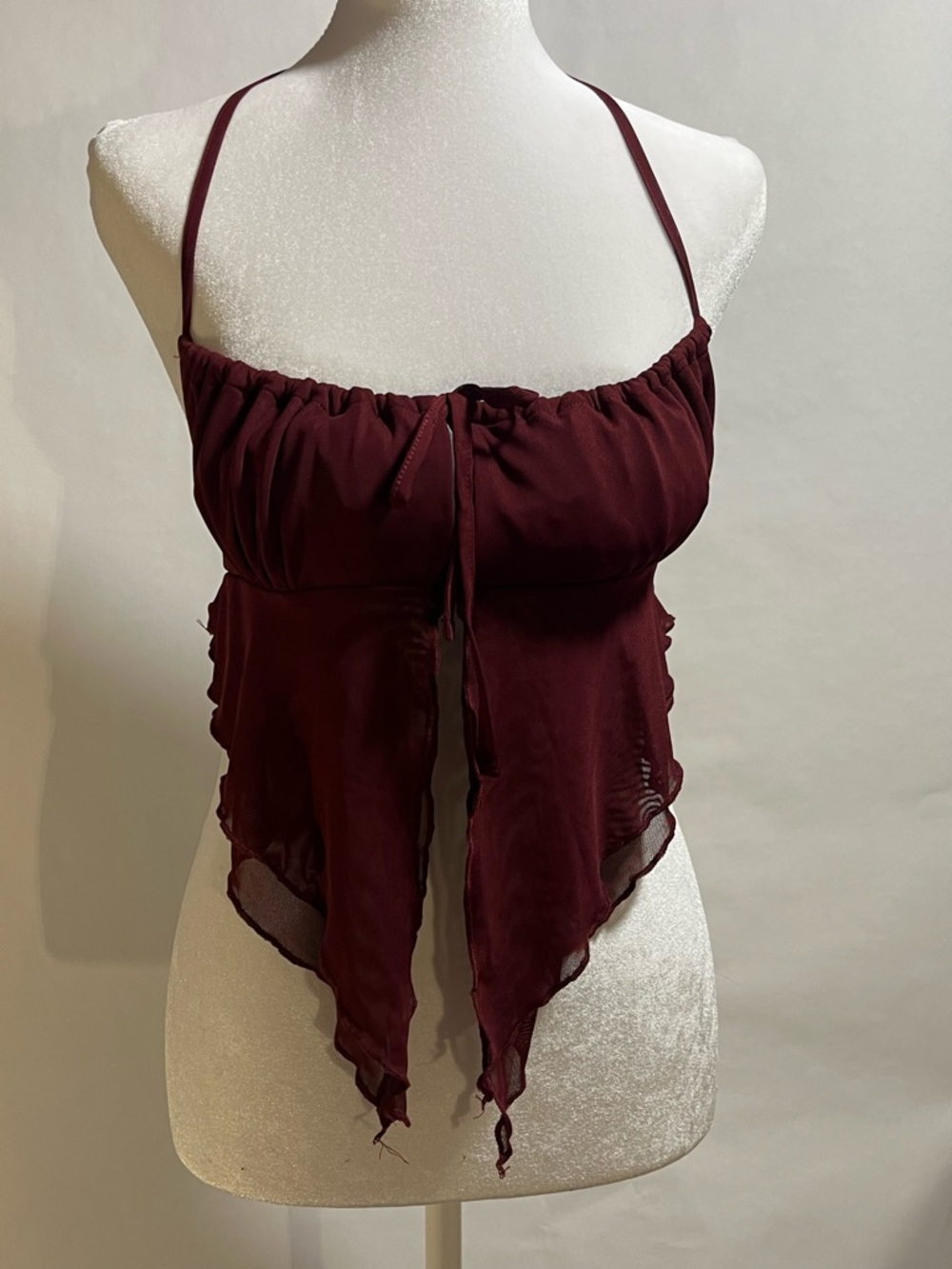 Edikted Burgundy Spaghetti Strap Crop Top